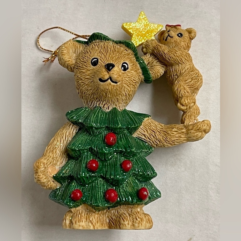 Claires‎ 1997 Vintage Bear Mama Baby Christmas Tree Dress Star Ornament Decor